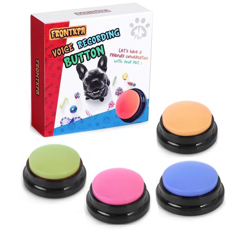 4 Color Voice Recording Button, Dog Buttons for Communication Pet Training Buzzer, 30 Second Record & Playback, Funny Gift for Study Office Home (Purple, Green, Yellow, Pink) - Image 1