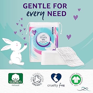 Lil-Lets LilLets Baby Cotton Squares 50 Count 1 Pack 100 Pure Cotton Certified Organic Soft and Gentle Dermatologically Tested Suitable for Babies - Image 5