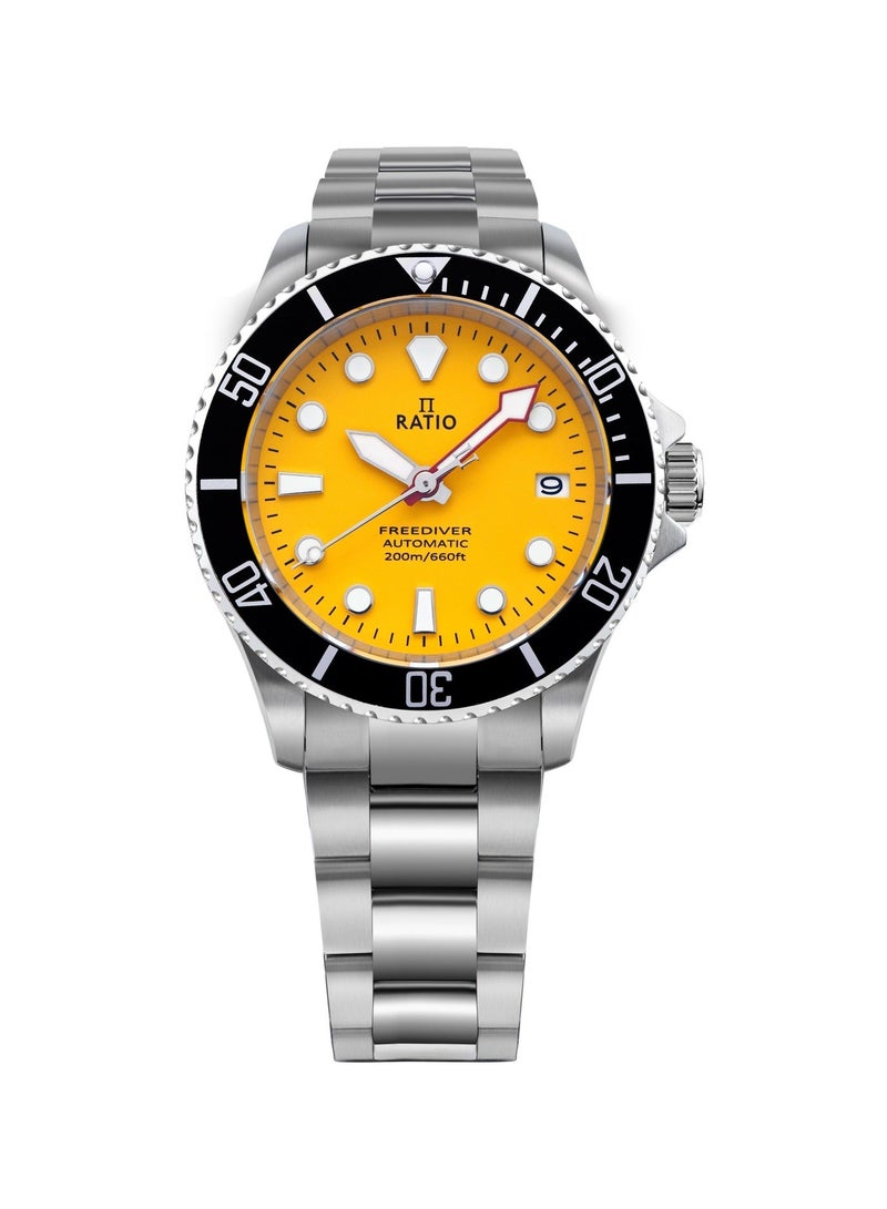 Ratio FreeDiver Sapphire Stainless Steel Yellow Dial Automatic RTF044 200M Men's Watch - Image 1