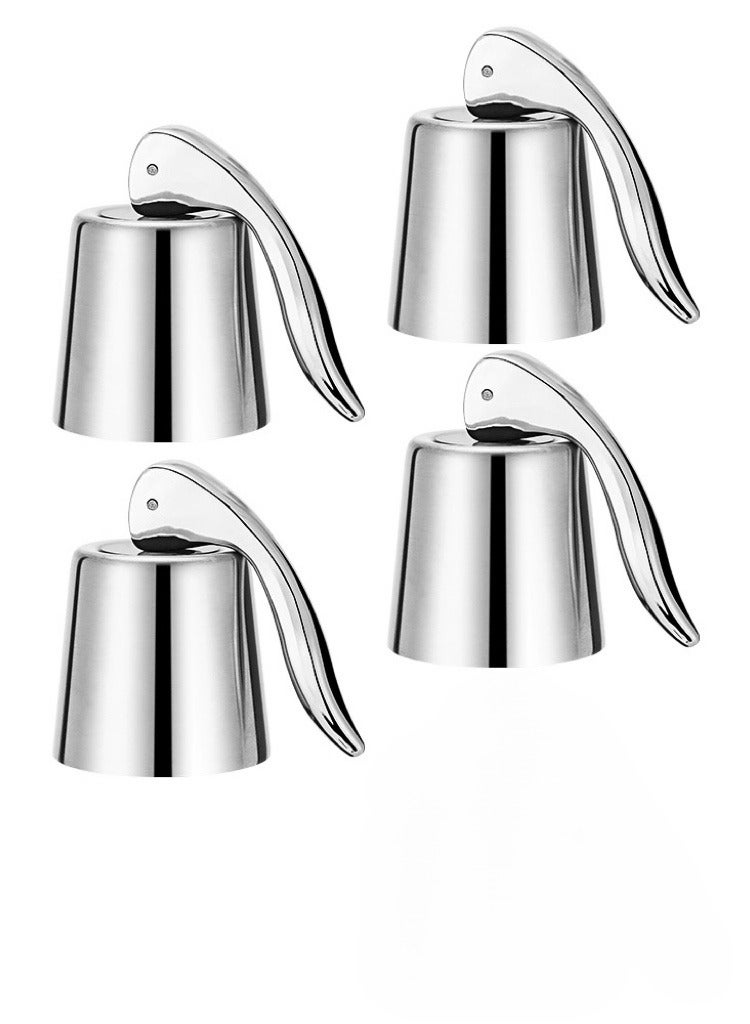 Stainless Steel Bottle Stoppers, 4 Pack Bottle Stopper with Silicone Seal, Reusable Beverage Preserver, Freshness Keeper (Silver)  - Image 3