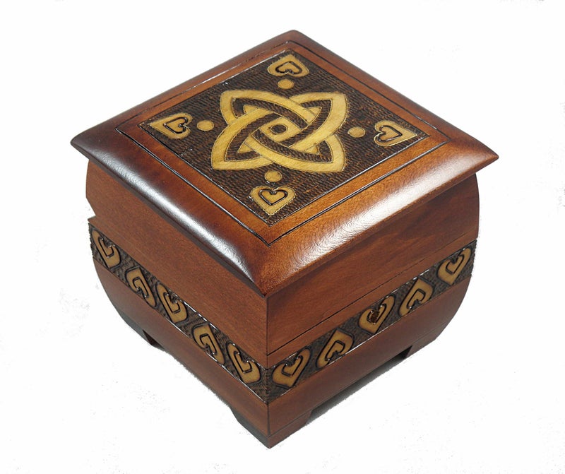 Ewb Modern Sailor Celtic Knot and Tribal Heart Handmade Box with Lock and Key Desk or Dresser Trinket Keepsake Holder Perfect Watch Storage Box 