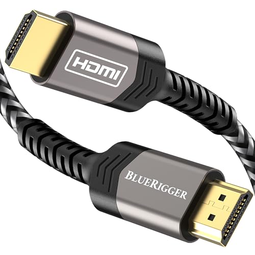 BlueRigger كابل HDMI BlueRigger 8K (6 أقدام، 8K 60Hz HDR، سرعة عالية 48Gbps، كابل HDMI مضفر، eArc، HDCP 2.3) - متوافق مع PS5، Xbox، Roku، Apple TV، HDTV، Blu-ray، PC - Image 1