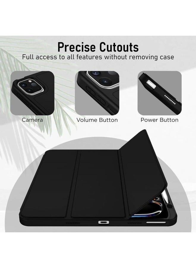 Black Tri-Fold PU Leather Case for iPad Pro 11-inch (M4) 2024 – Smart Tablet Cover with Adjustable Stand - Image 4