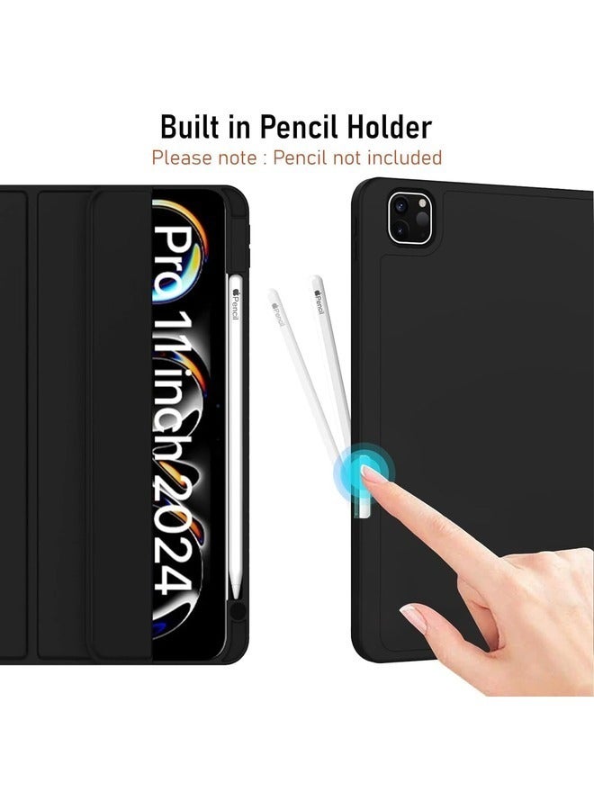 Black Tri-Fold PU Leather Case for iPad Pro 11-inch (M4) 2024 – Smart Tablet Cover with Adjustable Stand - Image 3