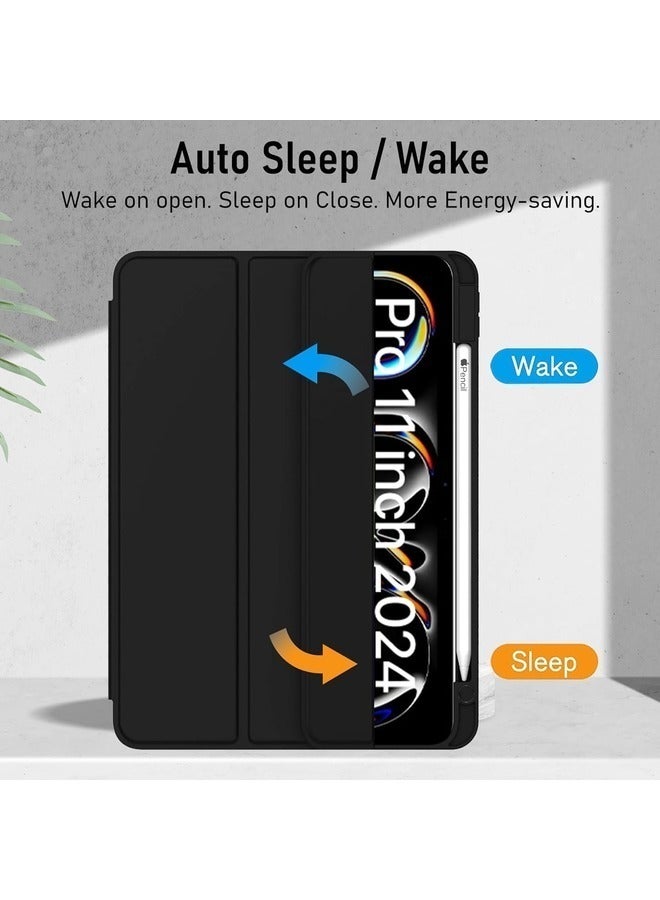 Black Tri-Fold PU Leather Case for iPad Pro 11-inch (M4) 2024 – Smart Tablet Cover with Adjustable Stand - Image 5