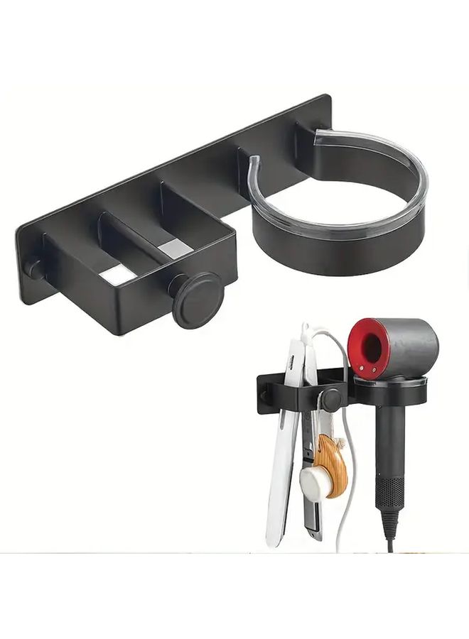 Heavy Duty Wall Mounted Hair Dryer Holder Black No Drill Adhesive Or Screws - Image 5