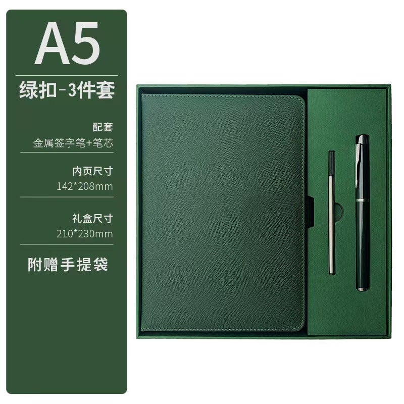 Diary Simple And Exquisite Leather Buckle Nameplate Engraving Customizable Logo Notebook With Printable - Image 1