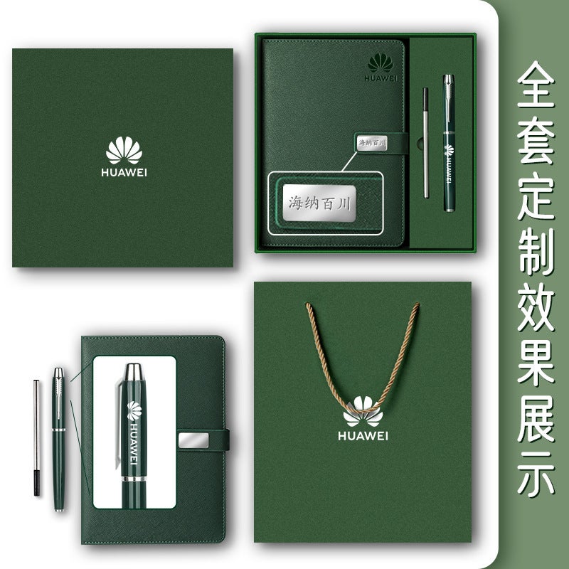 Diary Simple And Exquisite Leather Buckle Nameplate Engraving Customizable Logo Notebook With Printable - Image 4