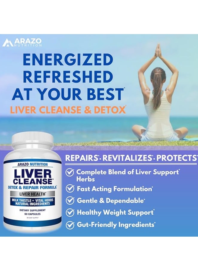 Arazo Nutrition Liver Cleanse Detox & Repair Formula – 60 Capsules  - Image 2