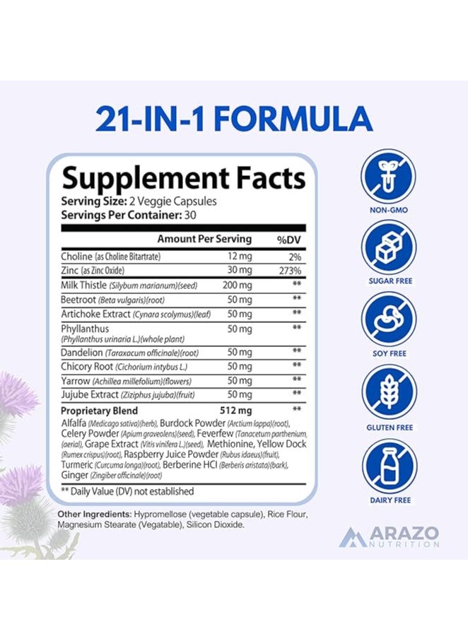 Arazo Nutrition Liver Cleanse Detox & Repair Formula – 60 Capsules  - Image 3