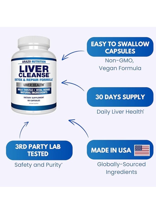 Arazo Nutrition Liver Cleanse Detox & Repair Formula – 60 Capsules  - Image 4