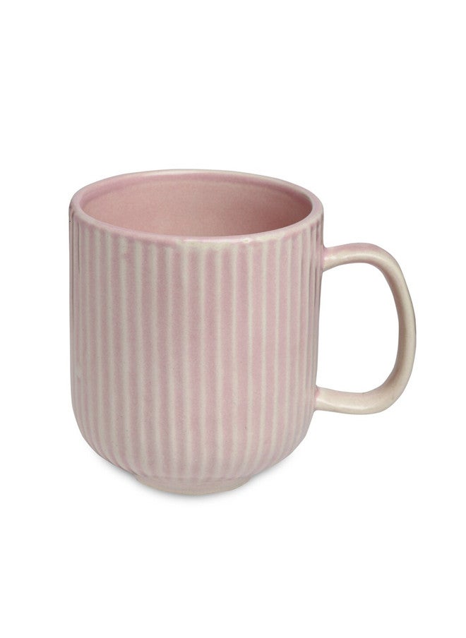 Arrabi Mugdha Pink Textured Ceramic Microwave Safe 2 Piece Mug with Tray - 220ml - Image 3