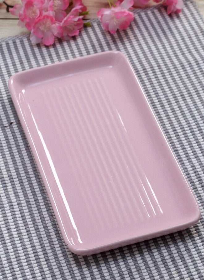 Arrabi Mugdha Pink Textured Ceramic Microwave Safe 2 Piece Mug with Tray - 220ml - Image 2