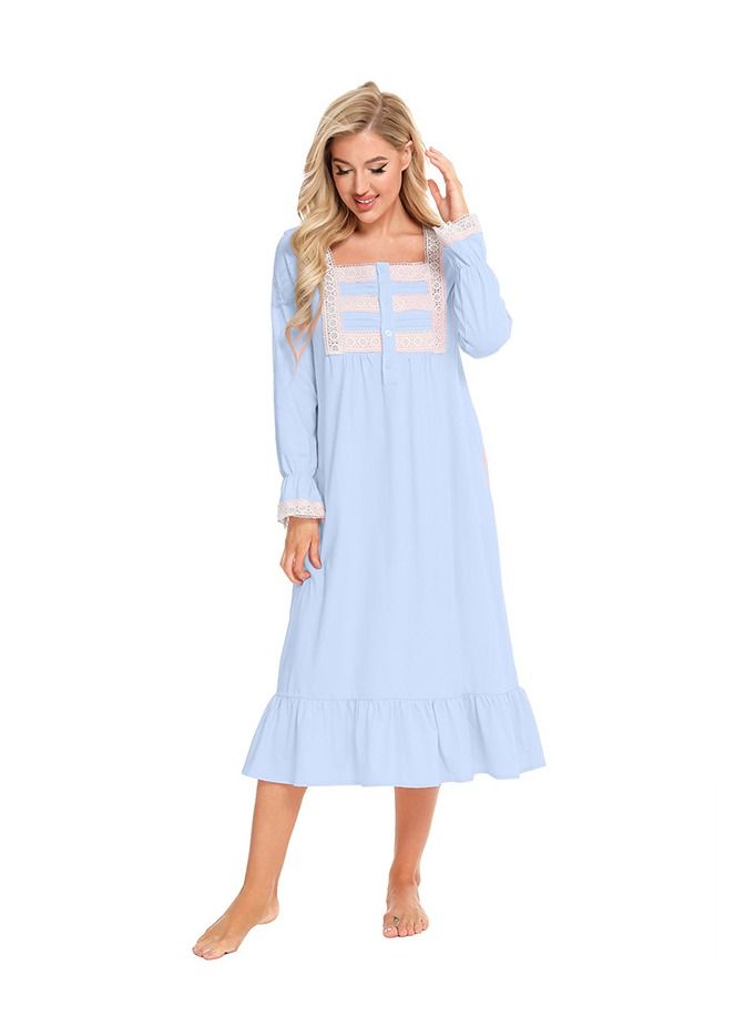 Loquat Spring And Summer Women's New Cotton Home Clothes Long Sleeved Large Swing Dress Pajamas  - Image 1