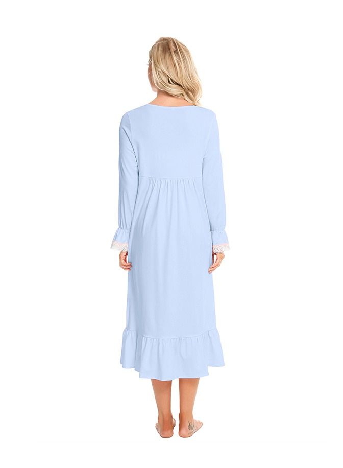 Loquat Spring And Summer Women's New Cotton Home Clothes Long Sleeved Large Swing Dress Pajamas  - Image 3