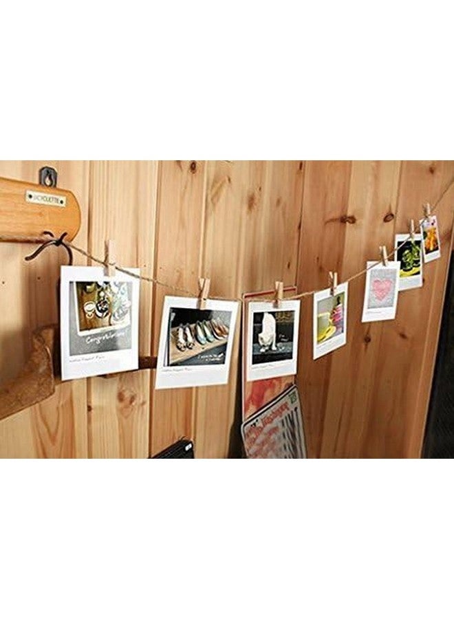 جيجاكرافت مشابك غسيل من jijAcraft، 100 قطعة، مشابك غسيل خشبية شديدة التحمل مقاس 1.4 بوصة مع خيوط الجوت بطول 328 قدمًا، مشابك صور صغيرة لتعليق الصور والملابس والحرف اليدوية والفنون في الهواء الطلق وفي الأماكن المغلقة - Image 5