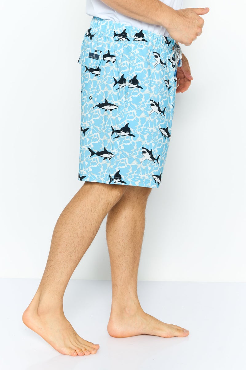 Rainforest Men Drawstring Allover Printed Board Shorts, Multicolor - Image 3