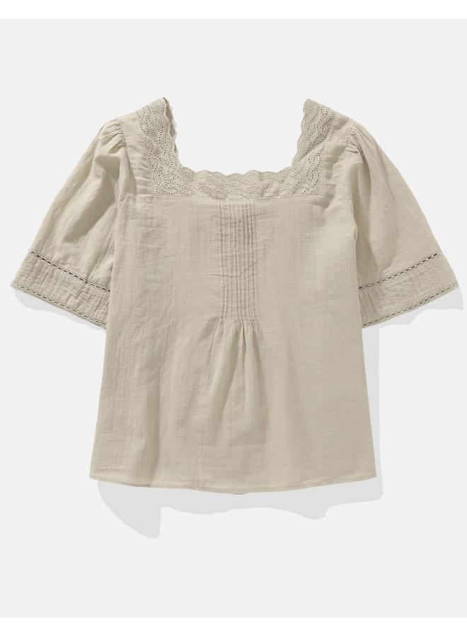 American Eagle AE Square Neck Button-Up Blouse - Image 2