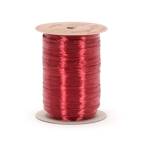 Berwick Offray Burgundy Red Pearlized Raffia Ribbon, 1/4'' Wide, 100 Yards - Image 1