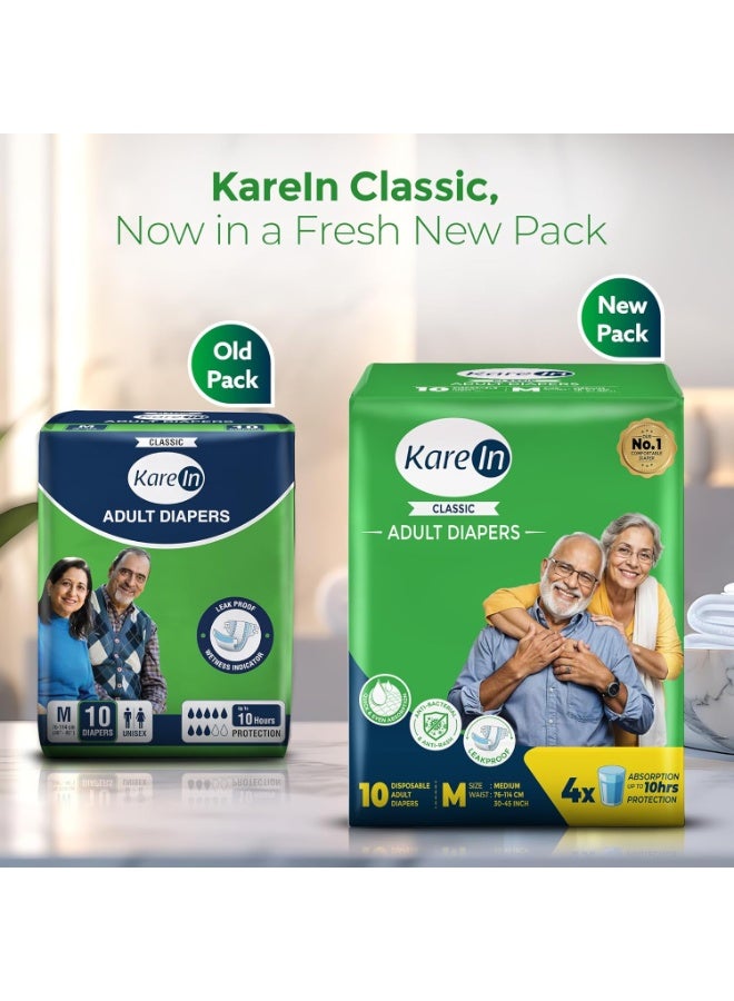 Karein Classic Adult Diaper Tape M Size, Medium, Waist, 120 Unit, Long Protection Hour, Unisex, Quick & Even Absorption, Anti-Bacterial, Leakproof, Odour Control, Wetness Indicator - Image 3