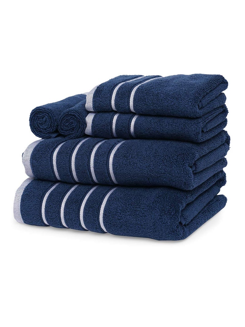MarkHome 100 Cotton 500 GSM Zero Twist Anti Microbial Treated Simply Soft Gift Set of 06 Pcs Navy - Image 2