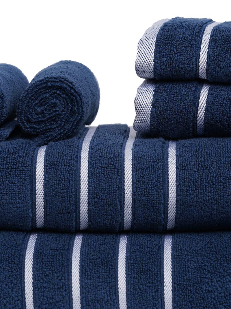 MarkHome 100 Cotton 500 GSM Zero Twist Anti Microbial Treated Simply Soft Gift Set of 06 Pcs Navy - Image 3