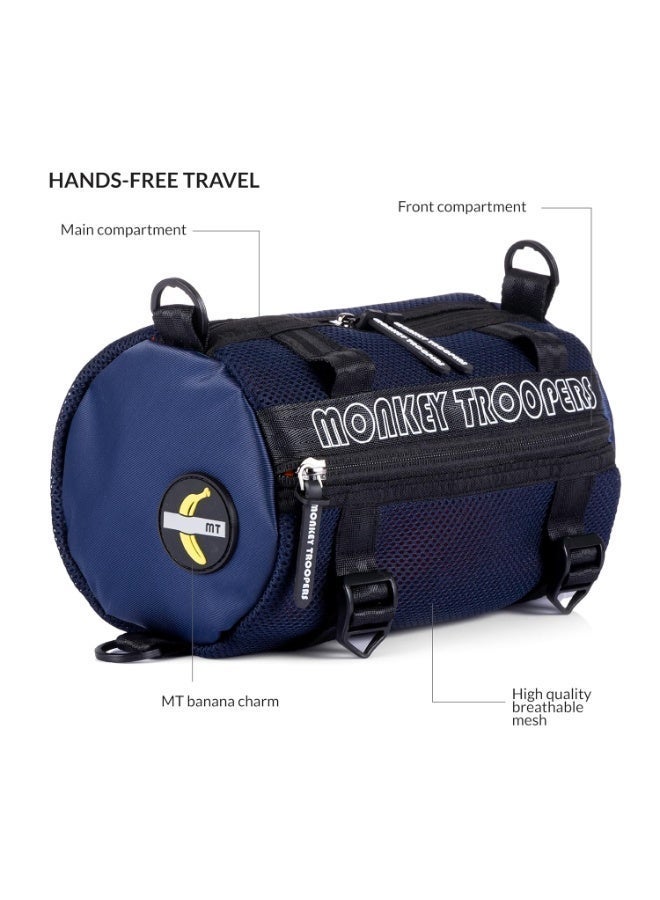 Monkey Troopers Webster Barrel Crossbody Shoulder Sling Bag with Adjustable Strap Compact Chest Side Bag for Travel Walking Commuting Everyday Use Navy Blue - Image 2