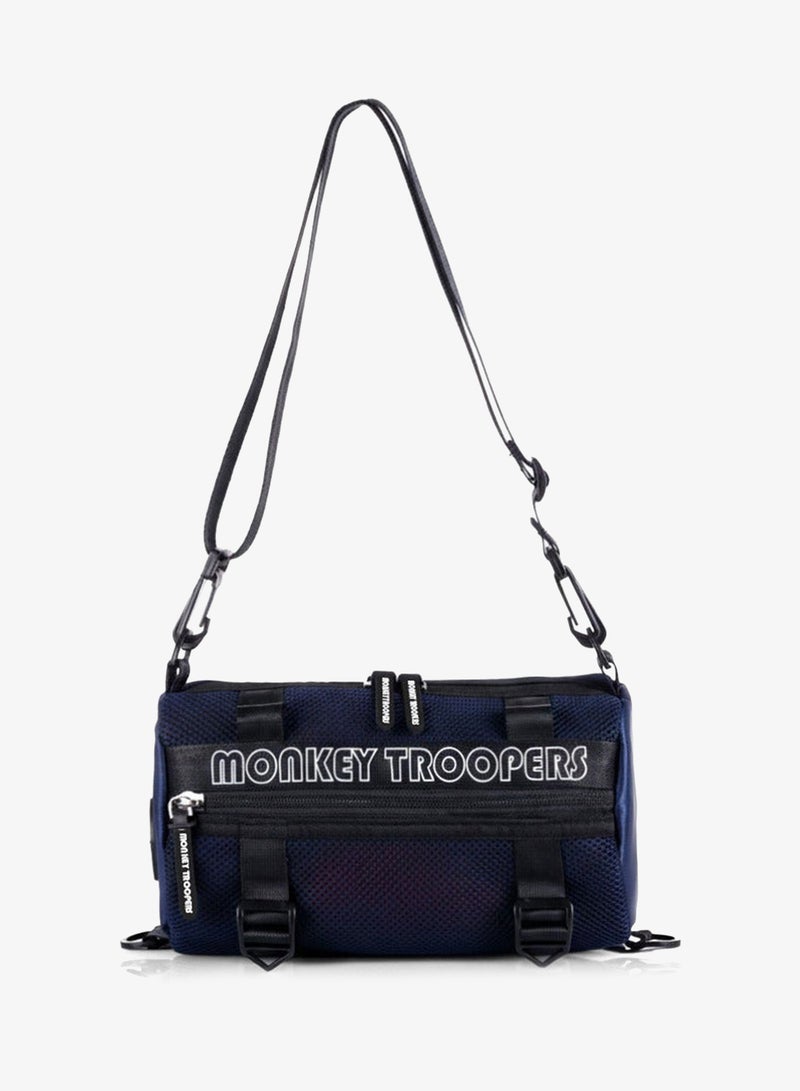 Monkey Troopers Webster Barrel Crossbody Shoulder Sling Bag with Adjustable Strap Compact Chest Side Bag for Travel Walking Commuting Everyday Use Navy Blue - Image 1