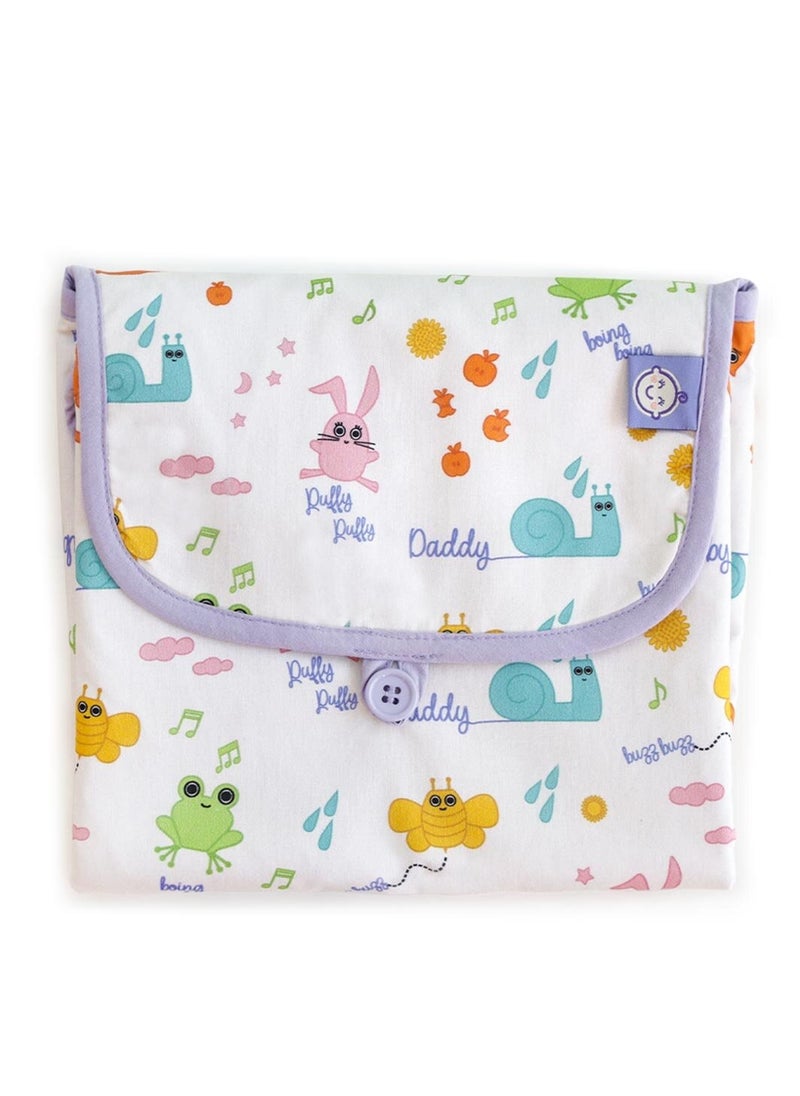 Milk & Moo Milk&Moo Friends Baby Diaper Changing Pad, 100% Turkish Cotton Baby Changing Pad, Folds into Compact Clutch Bag Shape, Portable Changing Pad for Travel, Changing Table Topper for Baby  - Image 1