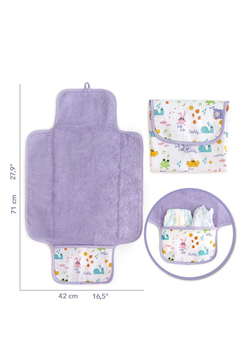 Milk & Moo Milk&Moo Friends Baby Diaper Changing Pad, 100% Turkish Cotton Baby Changing Pad, Folds into Compact Clutch Bag Shape, Portable Changing Pad for Travel, Changing Table Topper for Baby  - Image 4