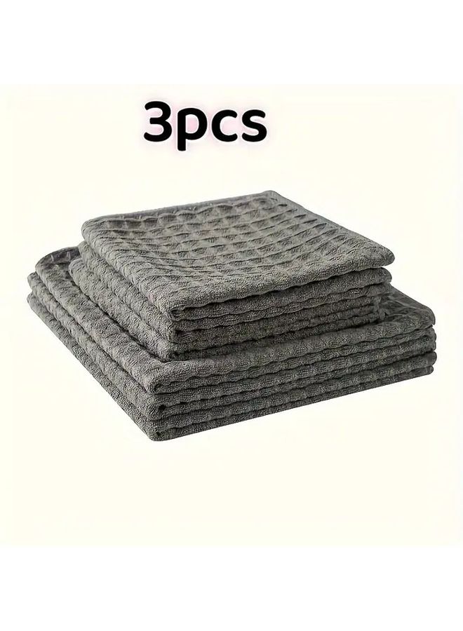 3pcs Gray Barista Towels Absorbent Non Woven Polyester Cleaning Cloths for Coffee Machines - Image 1