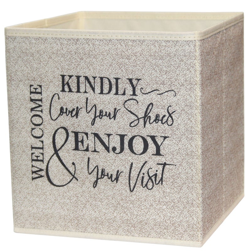 Shoe Cover Box  Welcome Guests to Please Cover Shoes Indoor Foldable Storage Bin to Fill wyour Favorite Booties For Homeowner Real Estate Agent Realtor Open House Supplies  1 Beige  Black