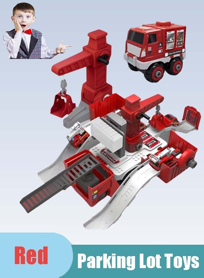 إيزي سو مجموعة ألعاب موقف السيارات، لعبة سيارة 2 في 1، سيارة لعبة متحولة، نموذج سيارة متعدد الوظائف مع سيارات صغيرة، هدية رائعة للأولاد والبنات - Image 1