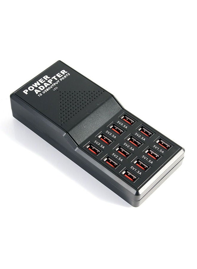 NIBEMINENT 12 Port Fast USB Charging Station 12A Power Adapter Black - Image 2