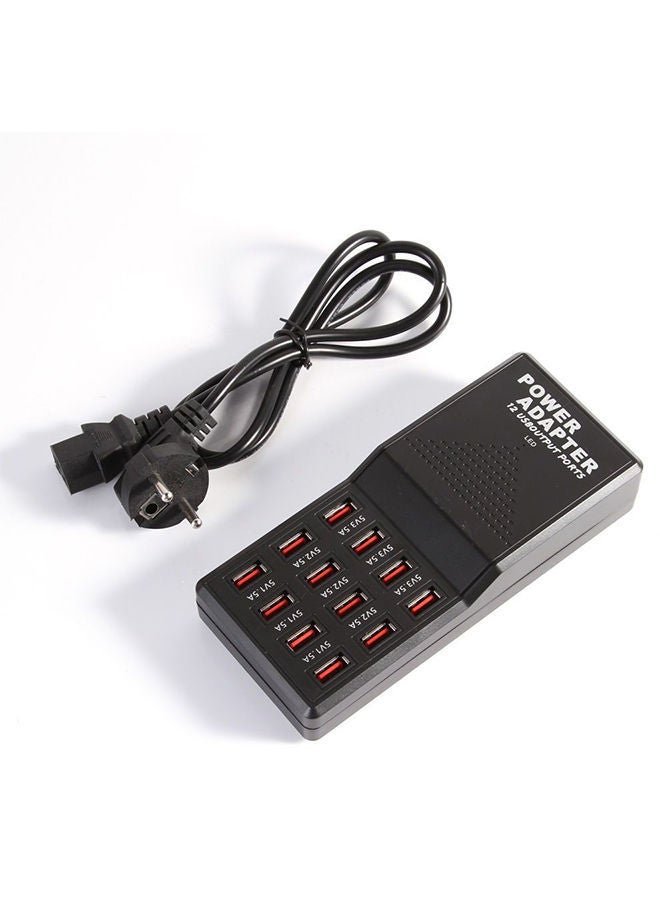 NIBEMINENT 12 Port Fast USB Charging Station 12A Power Adapter Black - Image 4