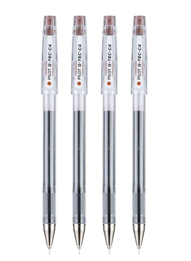 PILOT 4-Piece G-Tec Ultra Fine Roller Pen 0.4mm Tip Brown Ink  - Image 1