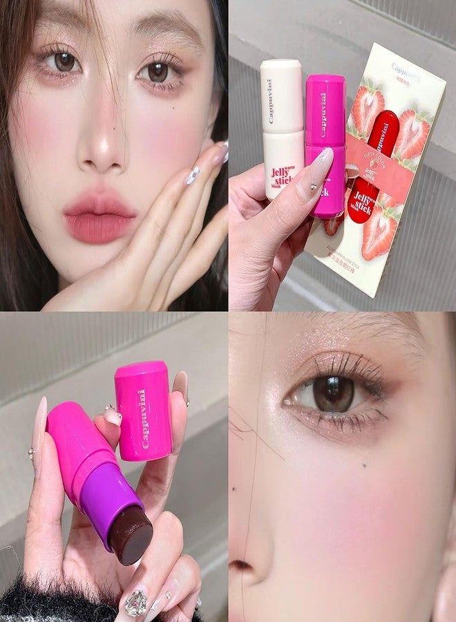 CAPPUVINI Jelly Warm Blush Stick | | Buildable Tint Blusher for Cheeks and Lips | Natural Rosy Glow | Perfect Rose Pink Color Available in 3 Soft Pastel Shades | Long-Lasting Creamy, Blendable Texture | Easy-to-Apply Stick (03#SHADE, 8g) - Image 3