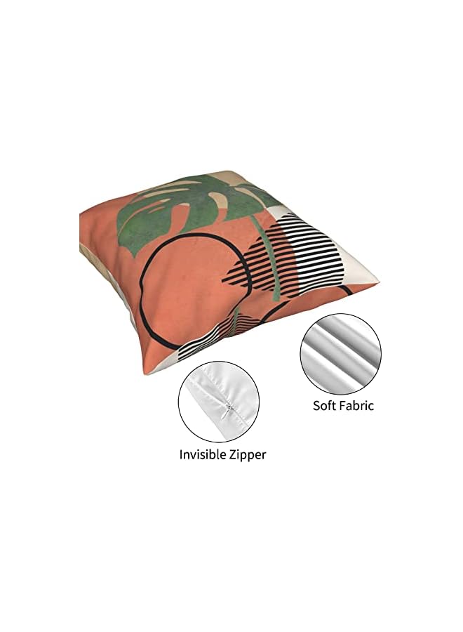 The Bros Throw Pillow Case, Boho Throw Pillow Covers Set of 4, 18x18 Inch Double Sided Print Abstract Geometric Leaves Pillow Cover, Square Cushion Case for Sofa Couch Chair Farmhouse Home Decor - Image 5