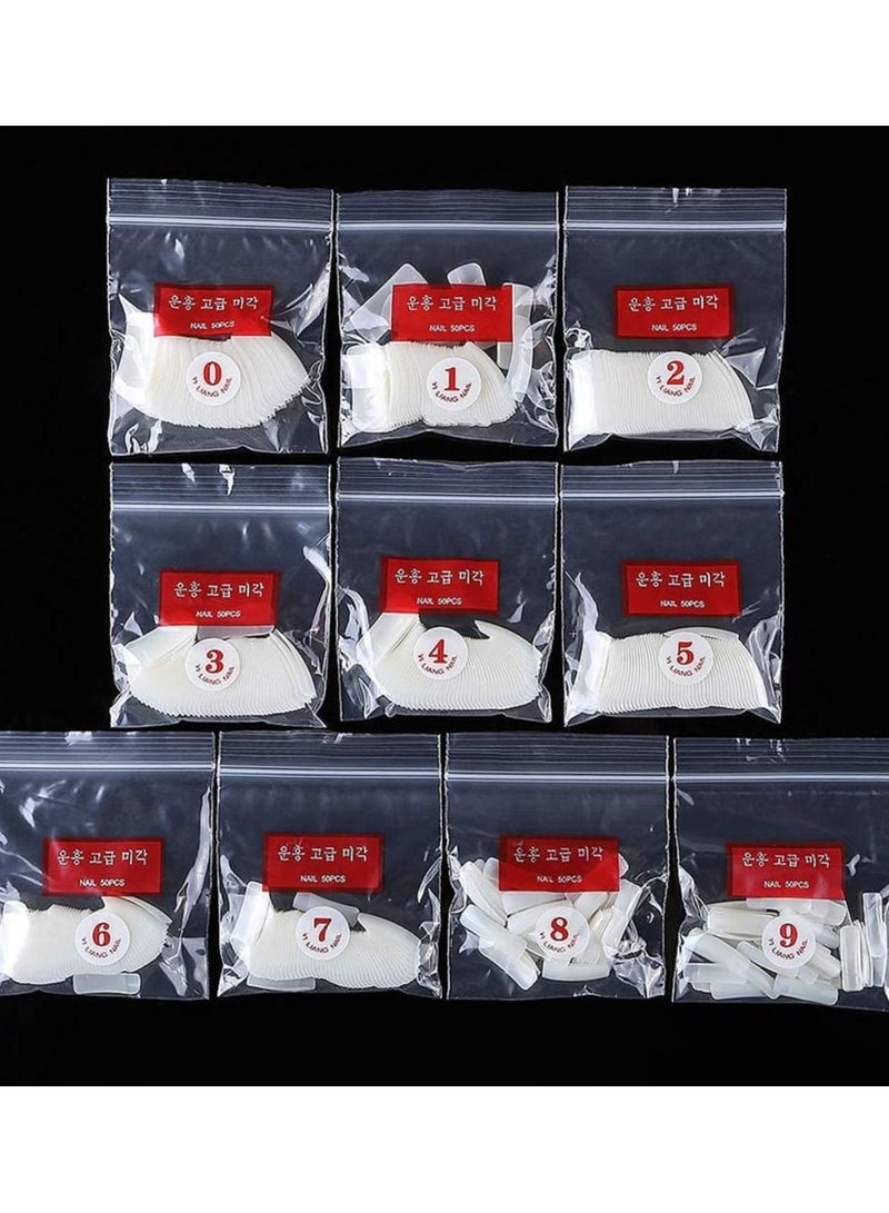 ORiTi أطراف أظافر أظافر صناعية طبيعية، ضغط فيوجول على الأظافر 500 قطعة أكريليك صناعي - Image 4