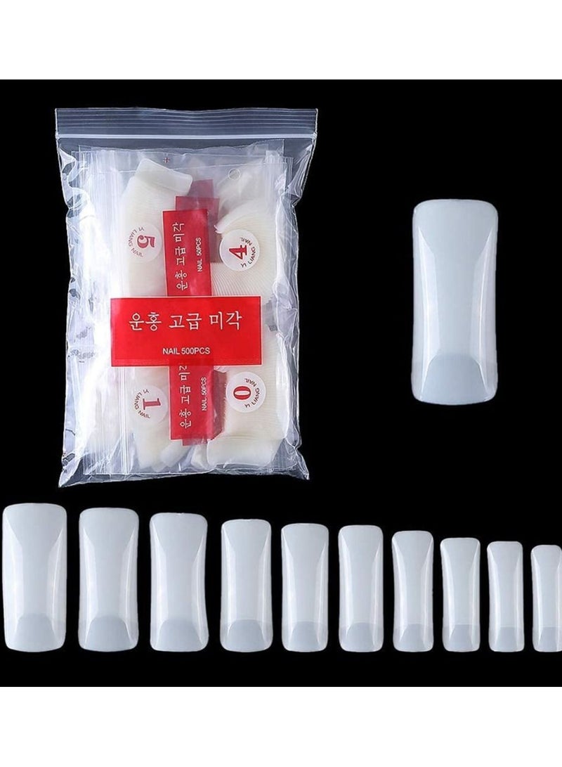 ORiTi أطراف أظافر أظافر صناعية طبيعية، ضغط فيوجول على الأظافر 500 قطعة أكريليك صناعي - Image 1