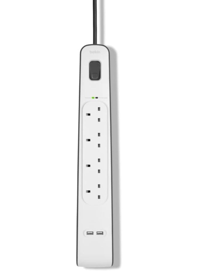 belkin Belkin 4 Way Surge Protection Strip 2 Meter With 2 X 2.4Amp USB Charging  - Image 2