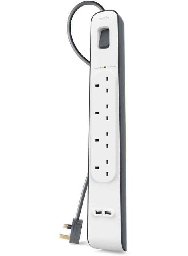 belkin Belkin 4 Way Surge Protection Strip 2 Meter With 2 X 2.4Amp USB Charging  - Image 4