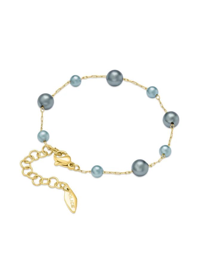 POLICE Opaline Gold-Plated Bracelet for Women with Lustrous Grey Pearl on Elegant Chain
