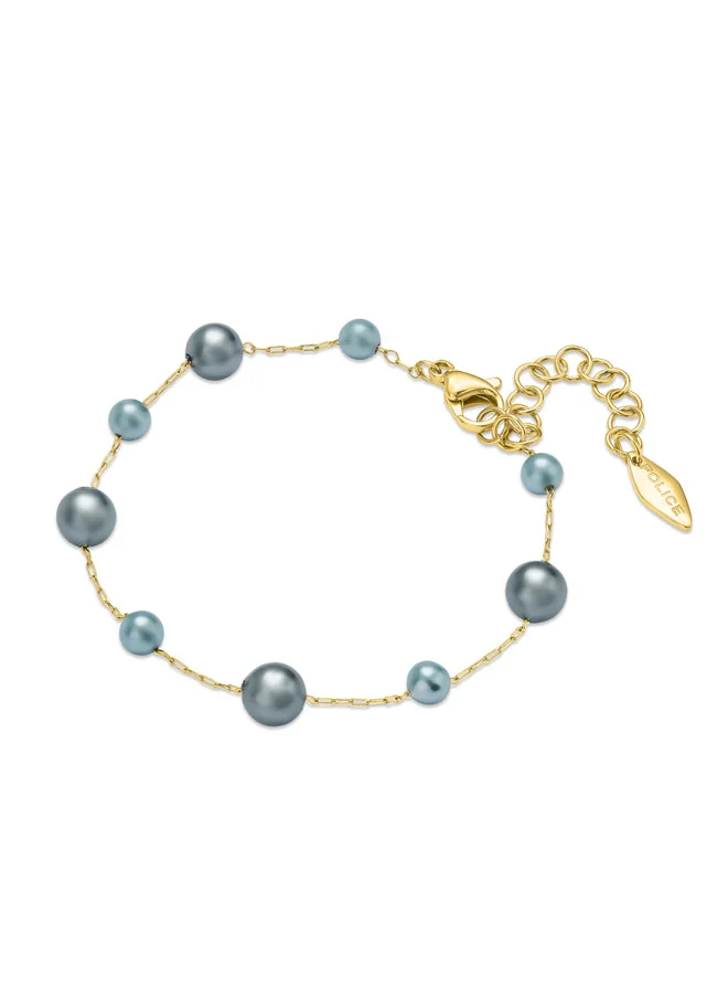 POLICE POLICE Opaline Gold-Plated Bracelet - Lustrous Grey Pearl on Elegant Chain