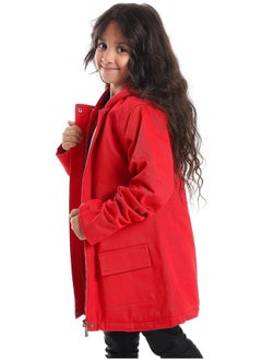 Andora Red Polyester Jacket With A Fly Zipper Closure_Red  - Image 2