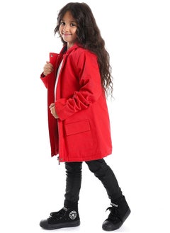 Andora Red Polyester Jacket With A Fly Zipper Closure_Red  - Image 5
