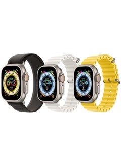 vesus Silicone Ocean Band Strap for Apple Watch Ultra 8 49mm Navy Blue Single Color Strap with White/Black Double Side Strap Set of 2 