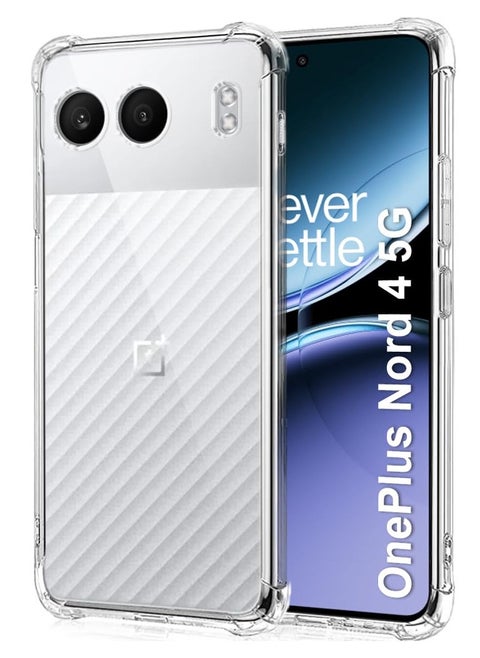 Case for Oneplus Nord 4 5G Clear Transparent Case Soft Flexible Silicone TPU Back Cover Shockproof Case with Reinforced Bumper Corner for 1 + Nord 4
