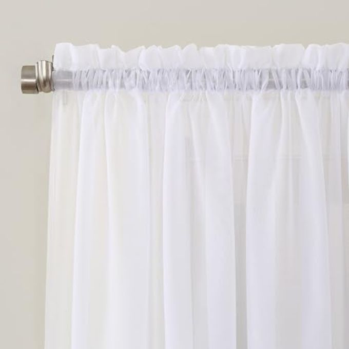 No. 918 Erica Crushed Sheer Voile Rod Pocket Curtain Panel, 51" x 63", White - Image 2