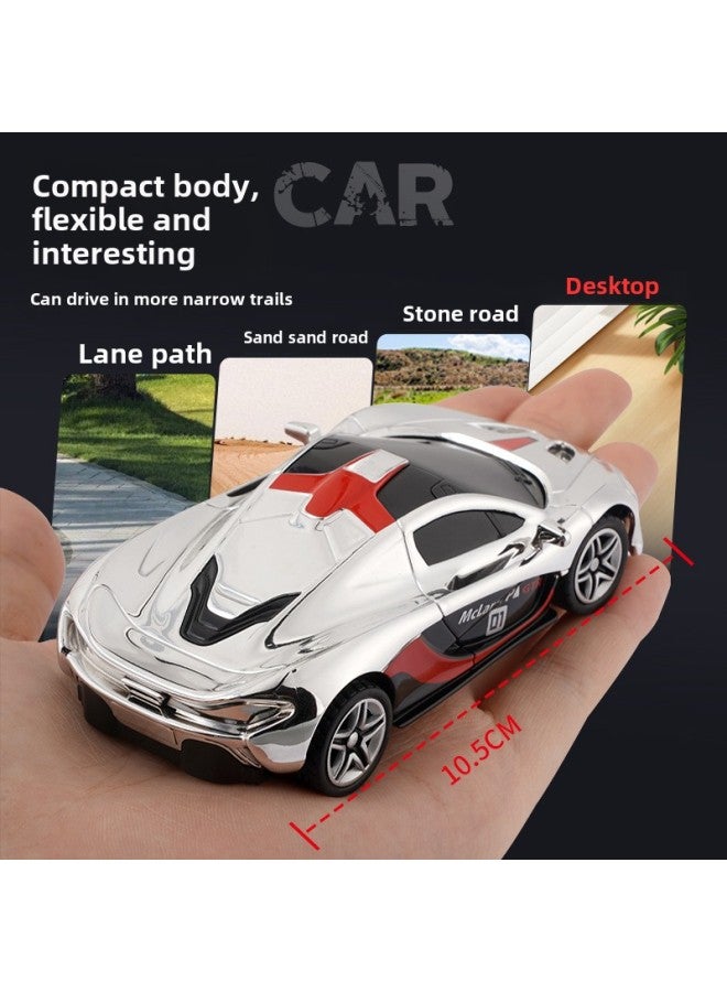Haotian 2023 Ultra-small Mini Gold-plated McLaren Racing Light Pocket Remote Control Car Model Car-Color:Silver Red 2.4g  - Image 2
